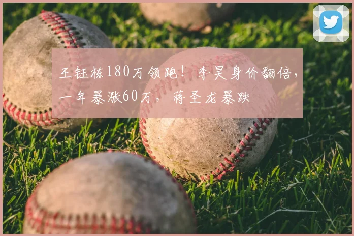 王钰栋180万领跑!李昊身价翻倍,一年暴涨60万,蒋圣龙暴跌